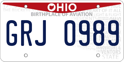 OH license plate GRJ0989
