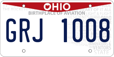 OH license plate GRJ1008