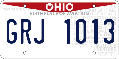 OH license plate GRJ1013