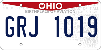 OH license plate GRJ1019