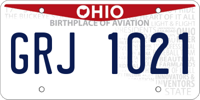 OH license plate GRJ1021