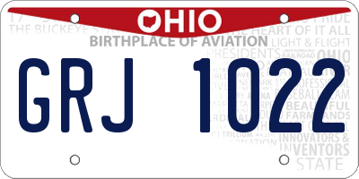 OH license plate GRJ1022