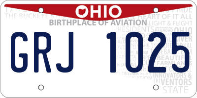OH license plate GRJ1025
