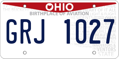 OH license plate GRJ1027