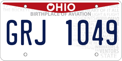 OH license plate GRJ1049
