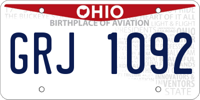 OH license plate GRJ1092