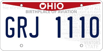 OH license plate GRJ1110