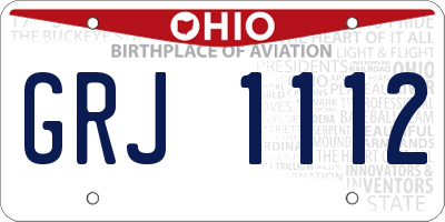 OH license plate GRJ1112