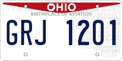OH license plate GRJ1201