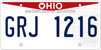 OH license plate GRJ1216