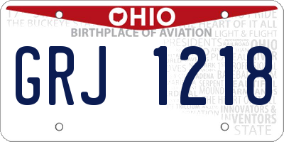 OH license plate GRJ1218