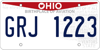 OH license plate GRJ1223