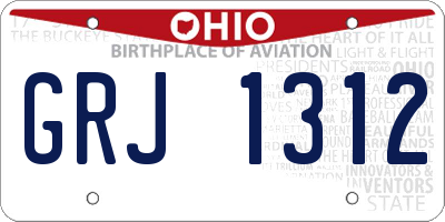 OH license plate GRJ1312