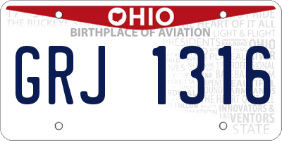 OH license plate GRJ1316
