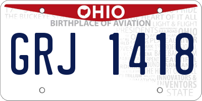 OH license plate GRJ1418