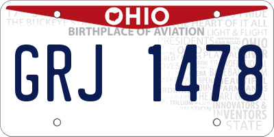 OH license plate GRJ1478
