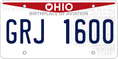 OH license plate GRJ1600