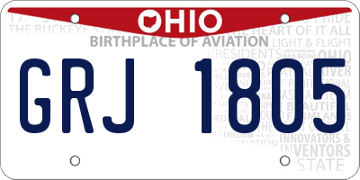 OH license plate GRJ1805
