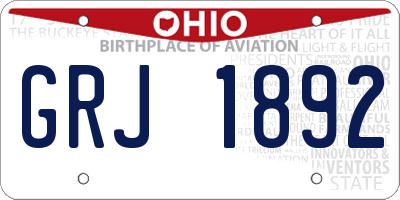 OH license plate GRJ1892