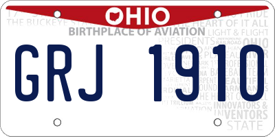 OH license plate GRJ1910