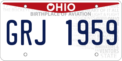 OH license plate GRJ1959