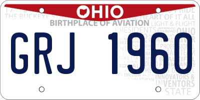 OH license plate GRJ1960