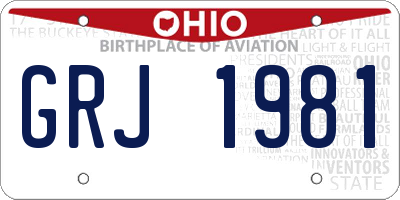 OH license plate GRJ1981