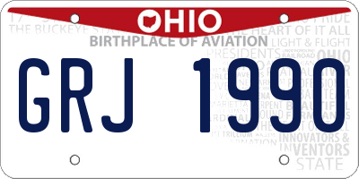 OH license plate GRJ1990