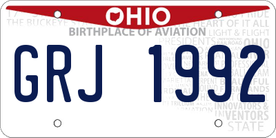 OH license plate GRJ1992