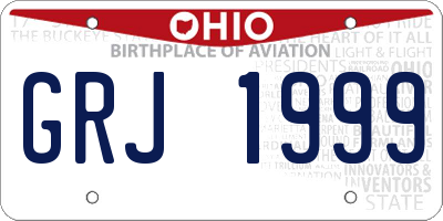OH license plate GRJ1999