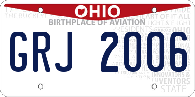 OH license plate GRJ2006