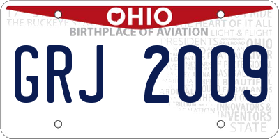 OH license plate GRJ2009