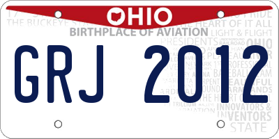 OH license plate GRJ2012