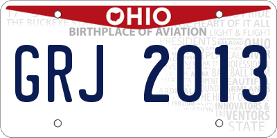 OH license plate GRJ2013