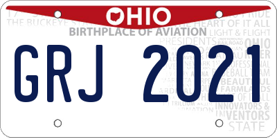 OH license plate GRJ2021