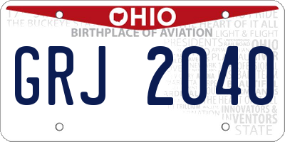 OH license plate GRJ2040