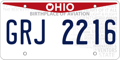 OH license plate GRJ2216