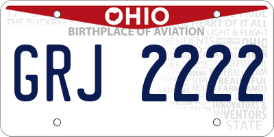 OH license plate GRJ2222
