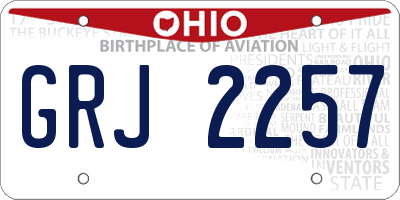 OH license plate GRJ2257
