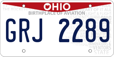 OH license plate GRJ2289