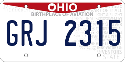 OH license plate GRJ2315