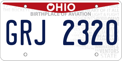 OH license plate GRJ2320