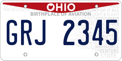 OH license plate GRJ2345