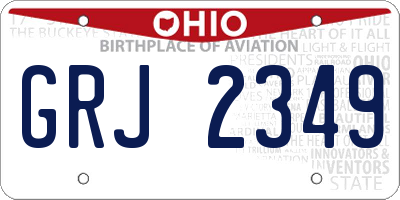 OH license plate GRJ2349