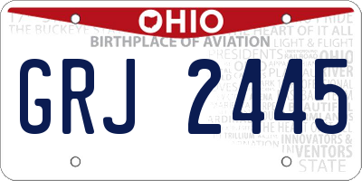 OH license plate GRJ2445