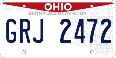 OH license plate GRJ2472