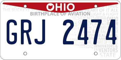 OH license plate GRJ2474