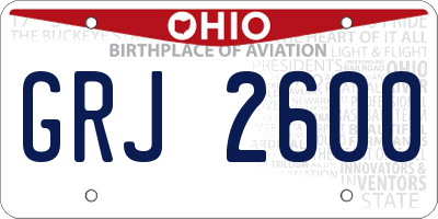 OH license plate GRJ2600