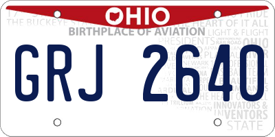OH license plate GRJ2640
