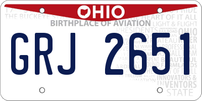 OH license plate GRJ2651